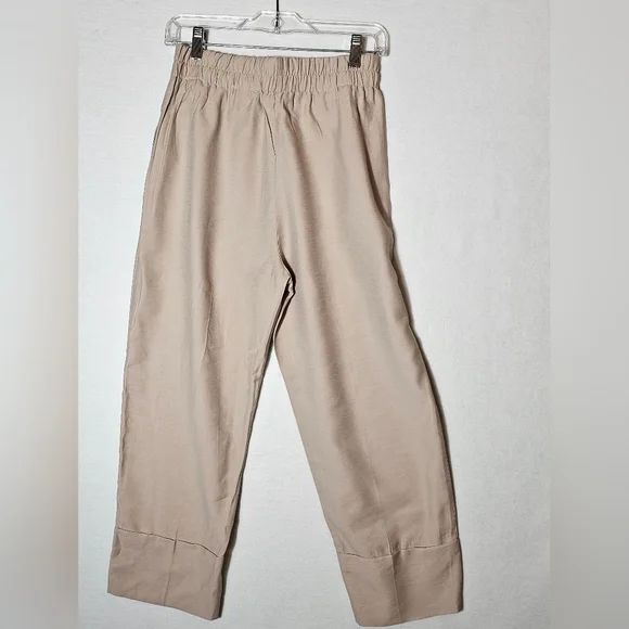 Zara Khaki Satin Cropped Trousers Women's Size Small NWT - Picture 11 of 12